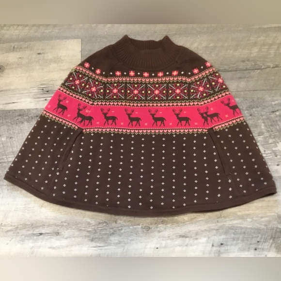 Gymboree size 5-6 knit poncho with deer - Picture 1 of 6